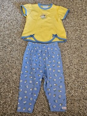 Healthtex Bee Flower Yellow Blue Outfit Size 12 Months